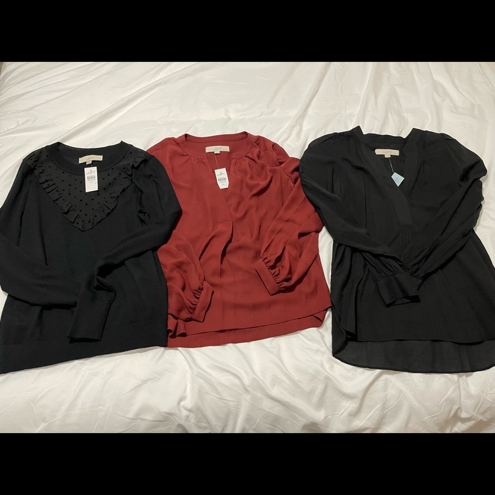 NWT LOFT Long Sleeve Workwear Tops/ Blouses sz XS/SP. Bundle of 3.